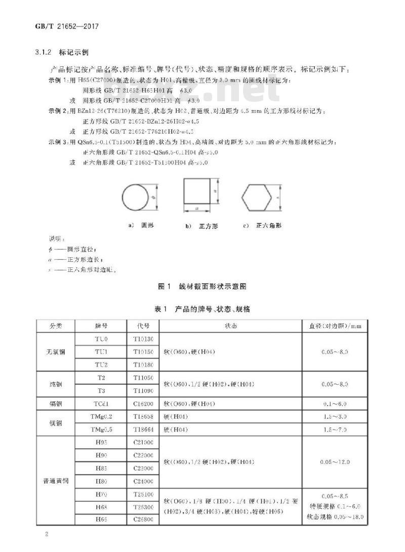 GB/T 21652-2017 铜及铜合金线材