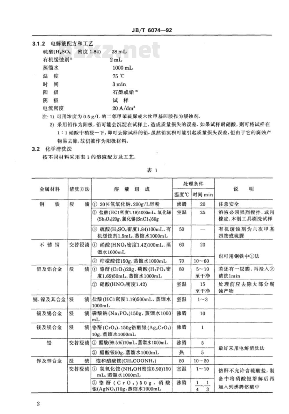 JB/T 6074-1992 腐蚀试样的制备、清洗和评定