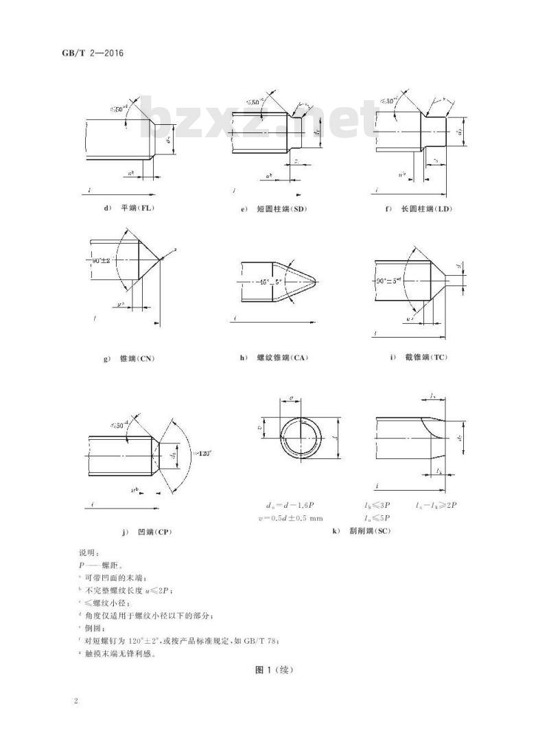 GB/T 2-2016 紧固件 外螺纹零件末端