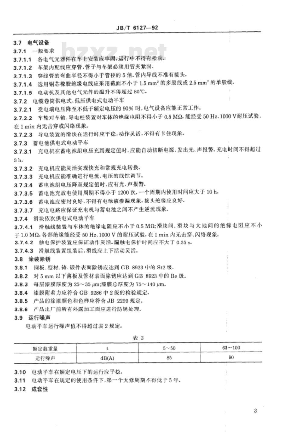 JB/T 6127-1992 电动平车 技术条件