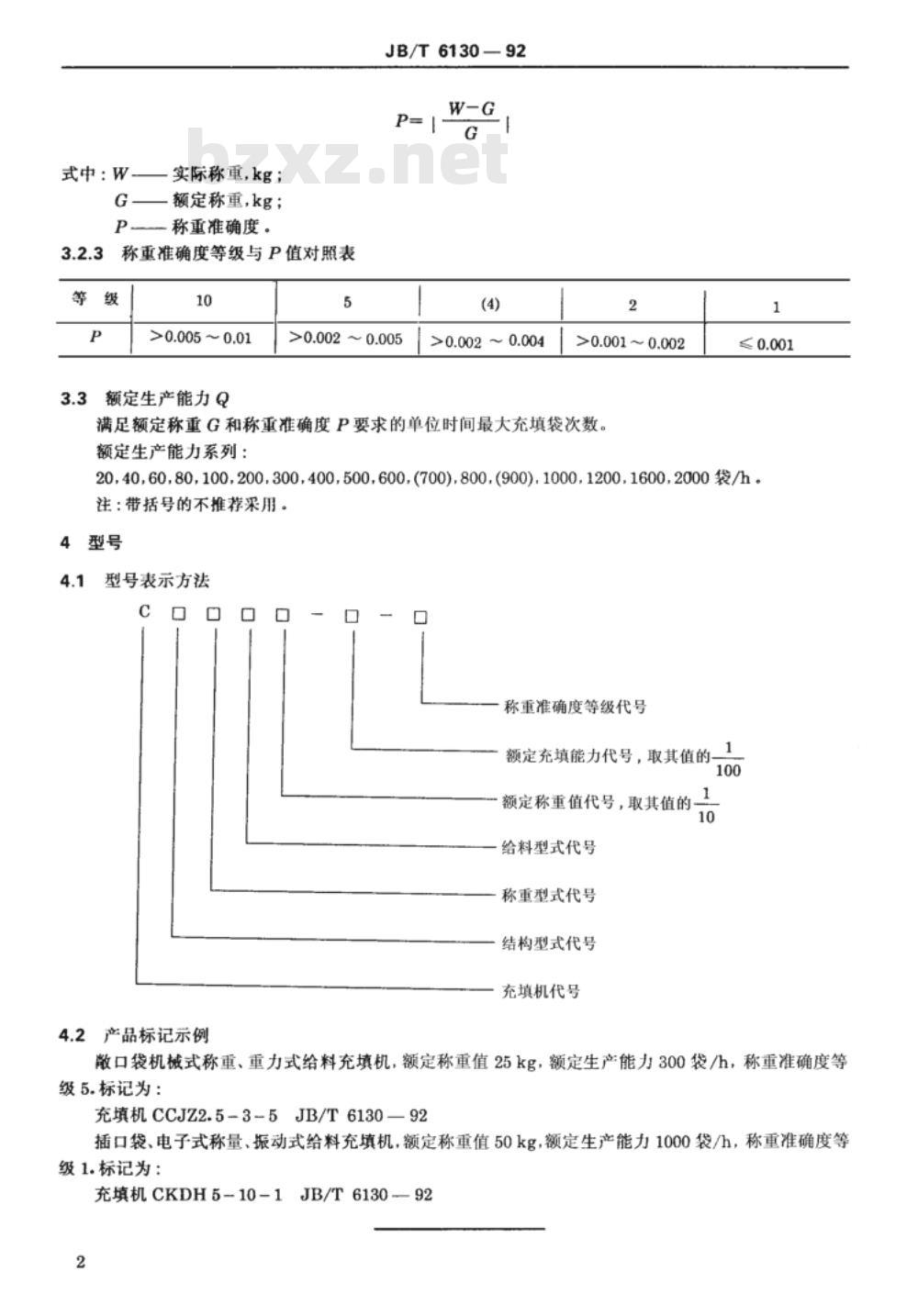 JB/T 6130-1992 工业称重式充填机 型式和基本