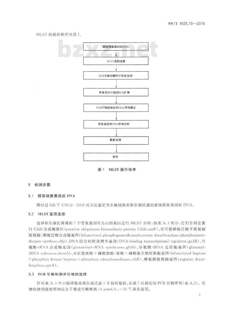 SN/T 4525.10-2016 出口食品中致病菌的分子分型 MLST方法 第10部分：小肠结肠炎耶尔森氏菌