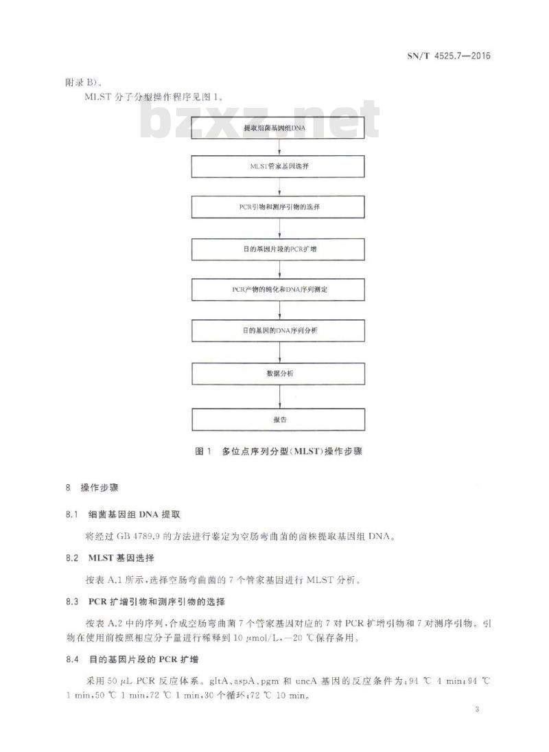 SN/T 4525.7-2016 出口食品中致病菌的分子分型MLST方法 第7部分：空肠弯曲菌