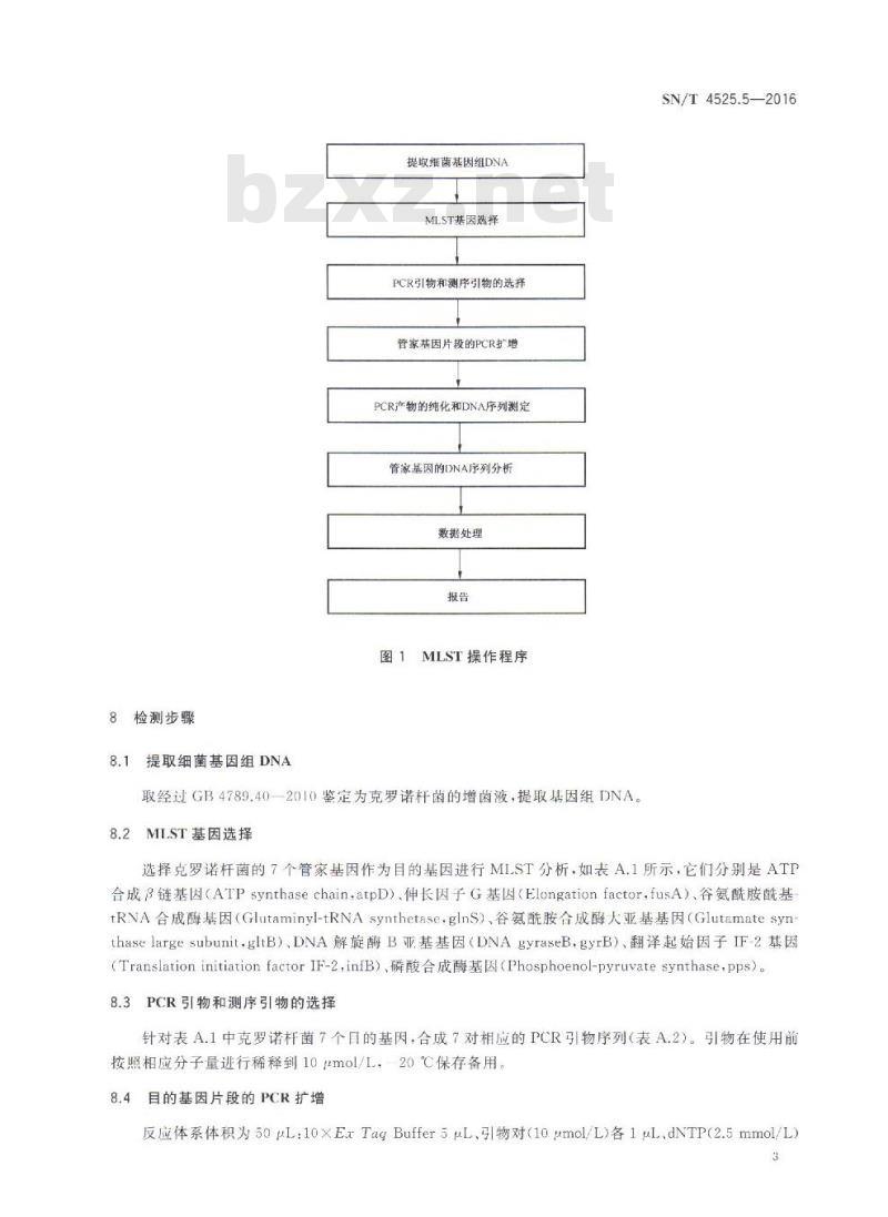 SN/T 4525.5-2016 出口食品中致病菌的分子分型MLST方法 第5部分：克罗诺杆菌