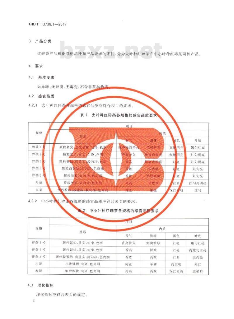 GB/T 13738.1-2017 红茶 第1部分：红碎茶