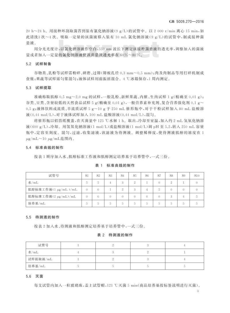 GB 5009.270-2016 食品安全国家标准 食品中肌醇的测定