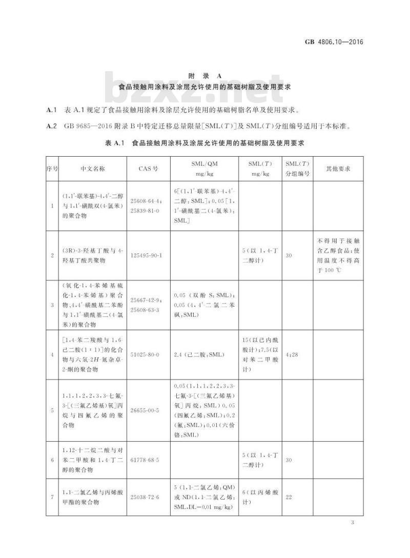 GB 4806.10-2016 食品安全国家标准 食品接触用涂料及涂层