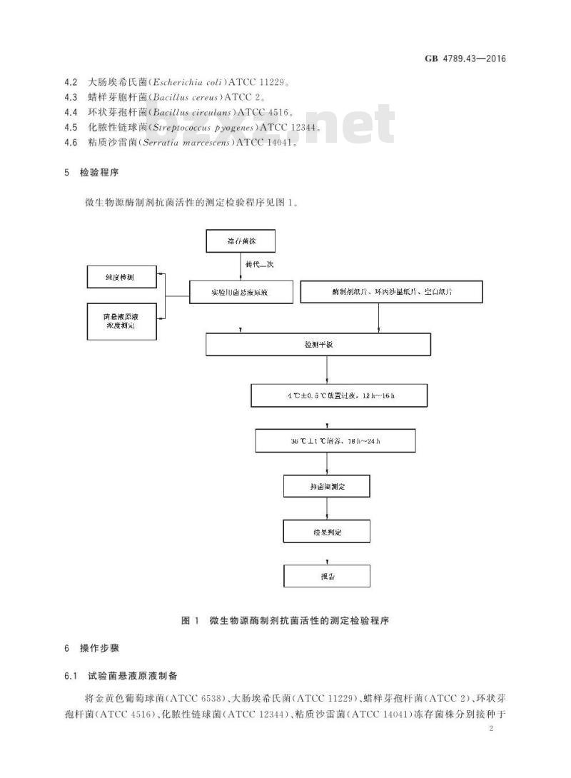 GB 4789.43-2016 食品安全国家标准 食品微生物学检验 微生物源酶制剂抗菌活性的测定