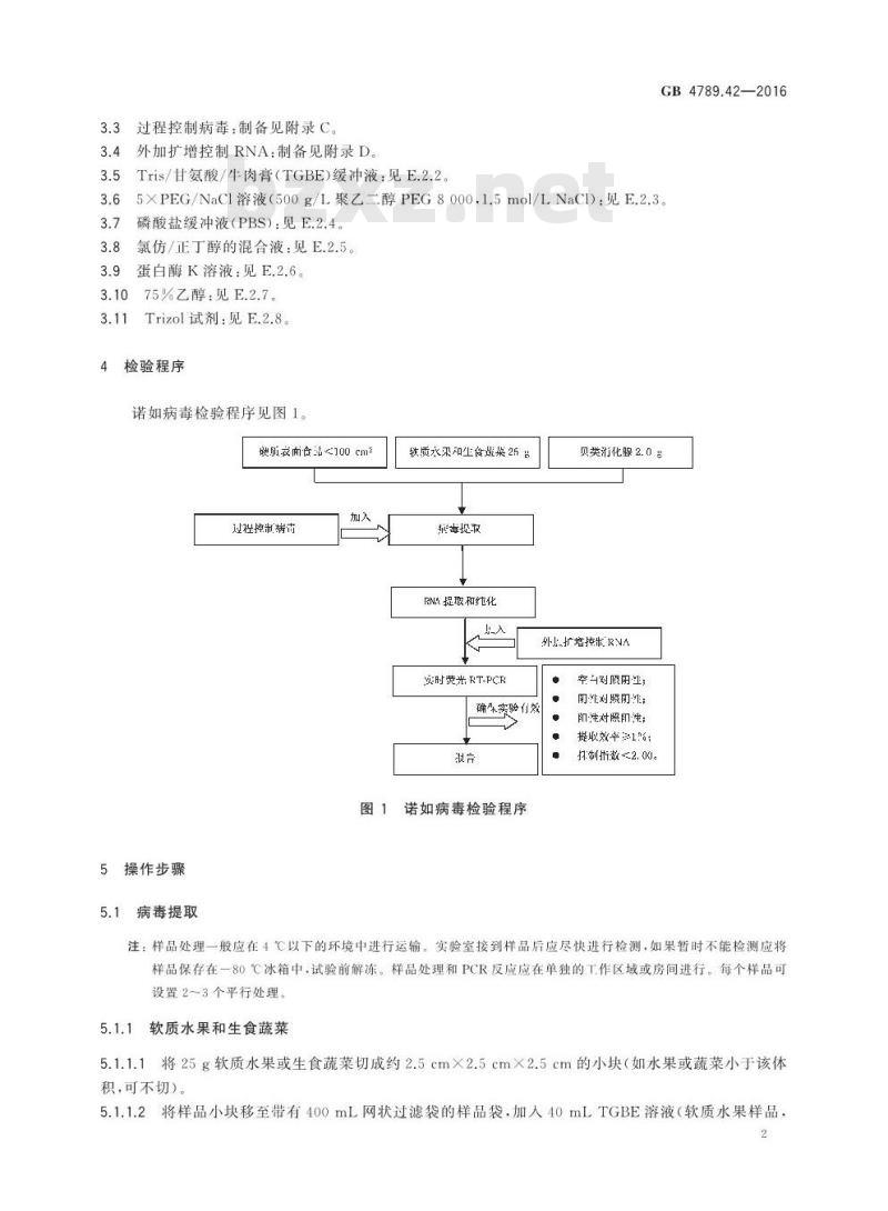 GB 4789.42-2016 食品安全国家标准 食品微生物学检验 诺如病毒检验
