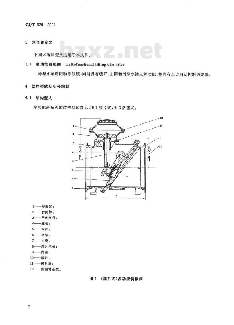 CJ/T 379-2011 多功能斜板阀