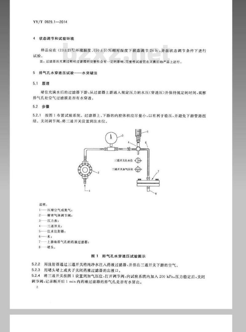 YY/T 0929.1-2014 输液用除菌级过滤器 第1部分：药液过滤器完整性试验