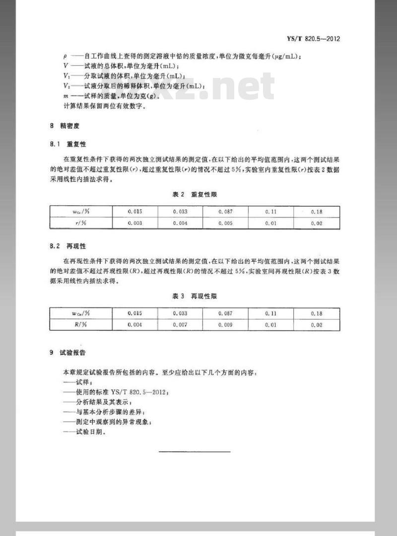 YS/T 820.5-2012 红土镍矿化学分析方法 第5部分：钴量的测定 火焰原子吸收光谱法