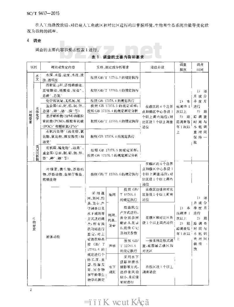 SC/T 9417-2015 人工鱼礁资源养护效果评价技术规范