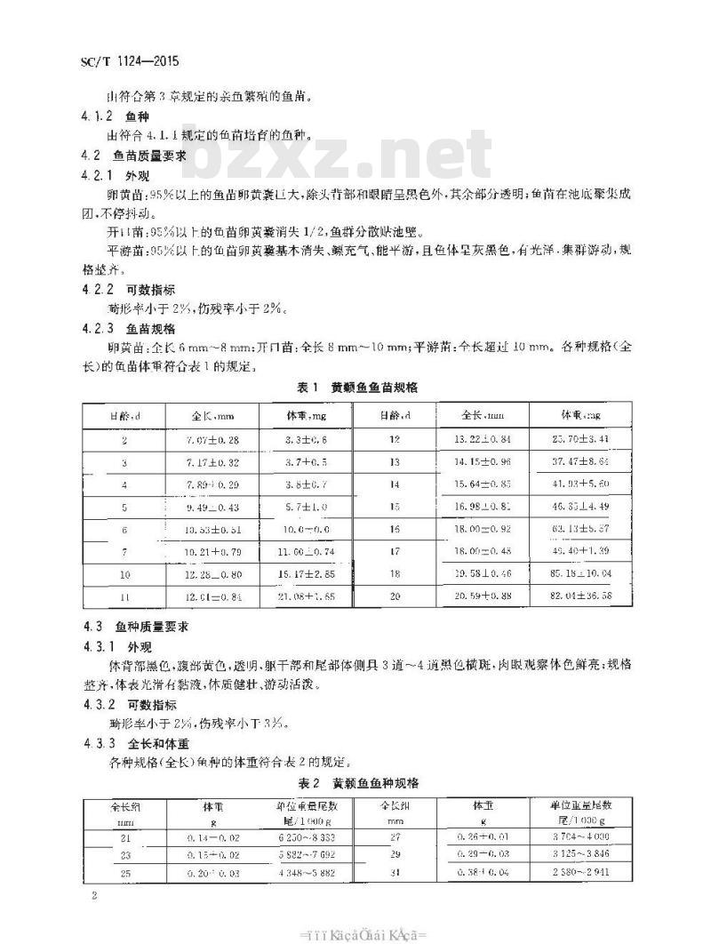 SC/T 1124-2015 黄颡鱼 亲鱼和苗种