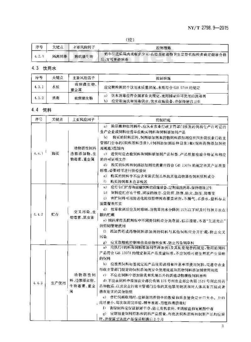 NY/T 2798.9-2015 无公害农产品 生产质量安全控制技术规范 第9部分：生鲜乳