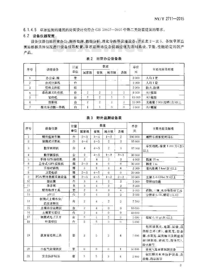 NY/T 2711-2015 草原监测站建设标准