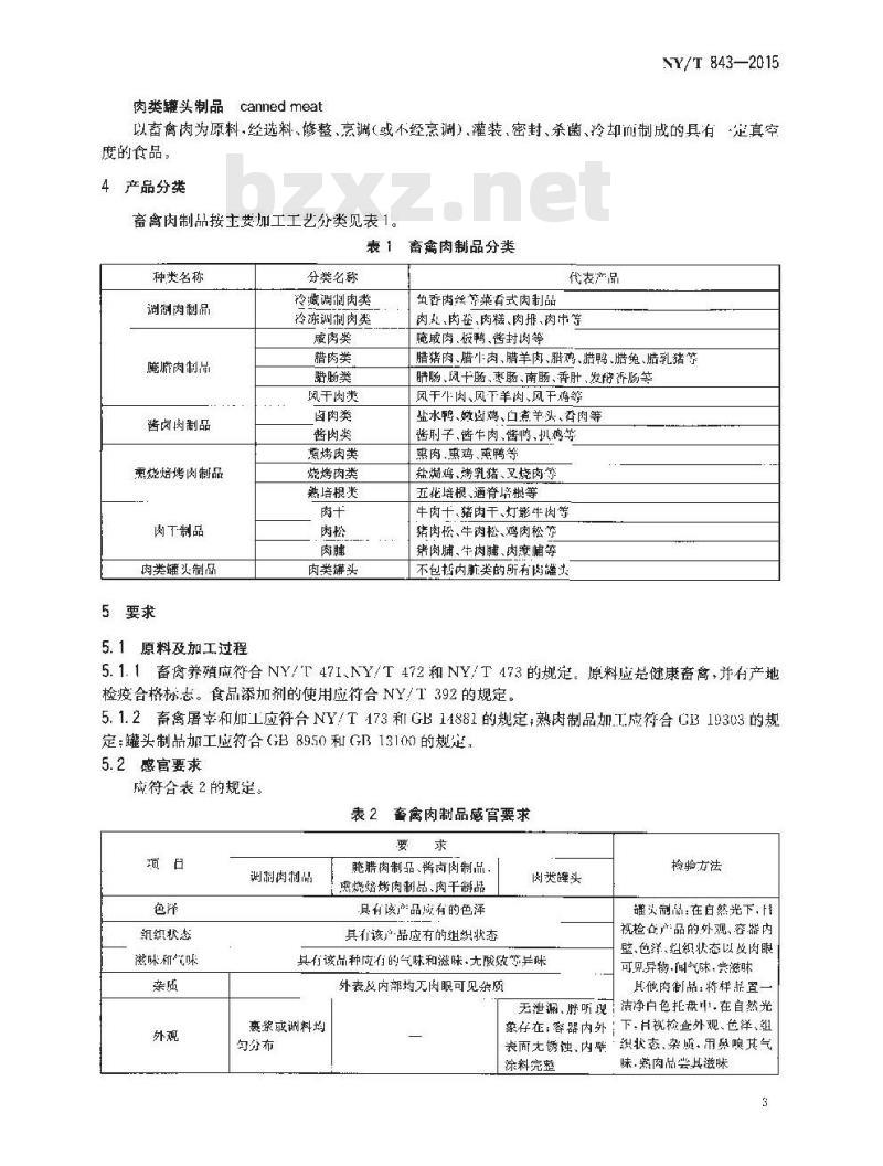 NY/T 843-2015 绿色食品 畜禽肉制品