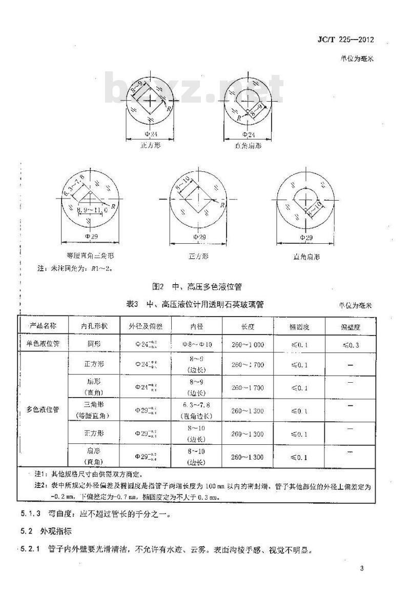 JC/T 225-2012 液位计用透明石英玻璃管