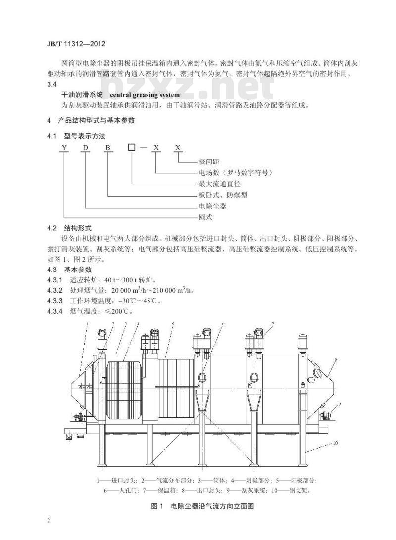 JB/T 11312-2012 转炉煤气干法净化用圆筒型电除尘器