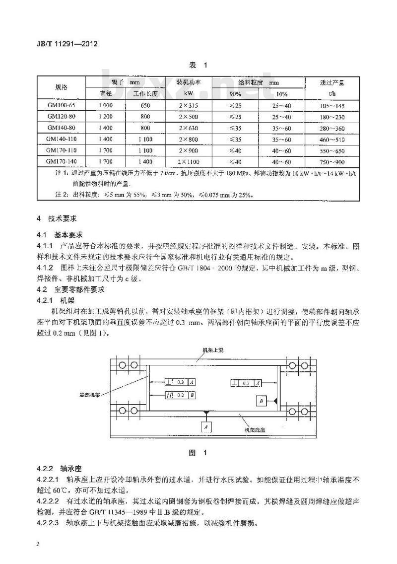 JB/T 11291-2012 矿用高压辊磨机