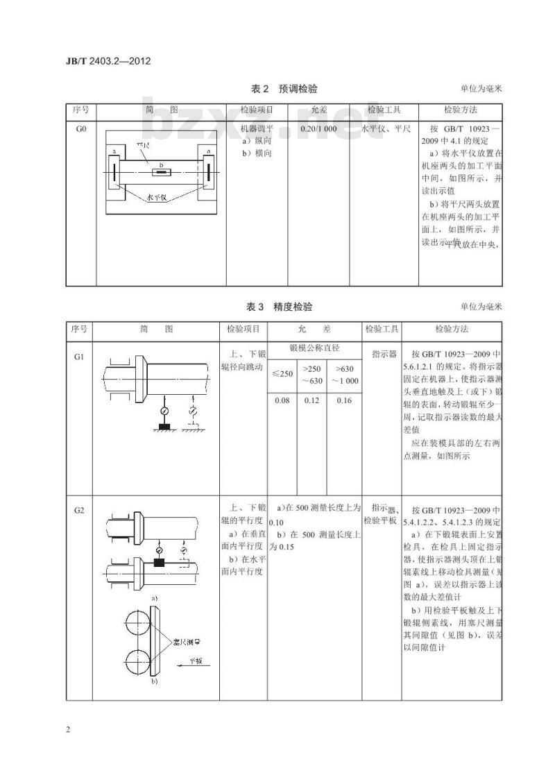JB/T 2403.2-2012 辊锻机 第2部分 精度