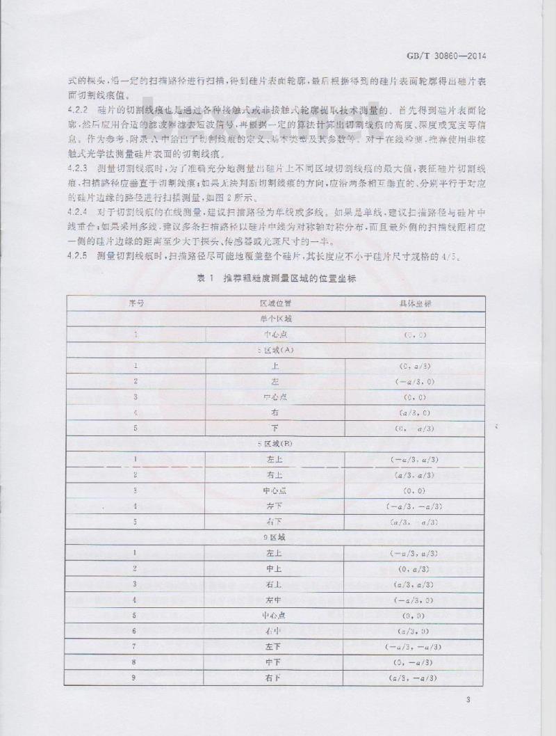 GB/T 30860-2014 太阳能电池用硅片表面粗糙度及切割线痕测试方法
