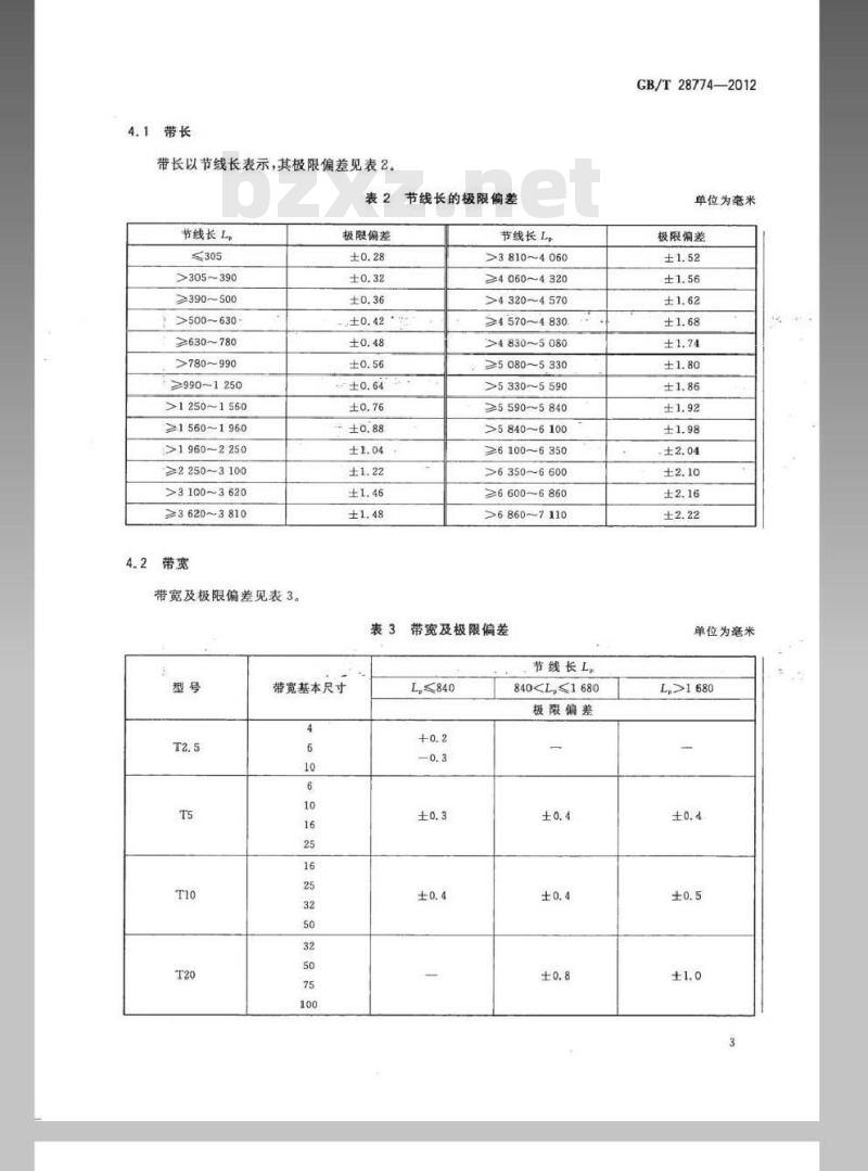 GB/T 28774-2012 同步带传动 米制节距 梯形齿同步带