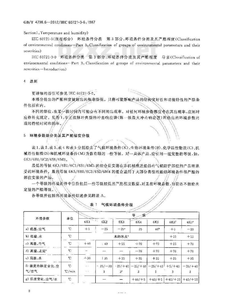 GB/T 4798.6-2012 环境条件分类 环境参数组分类及其严酷程度分级 船用