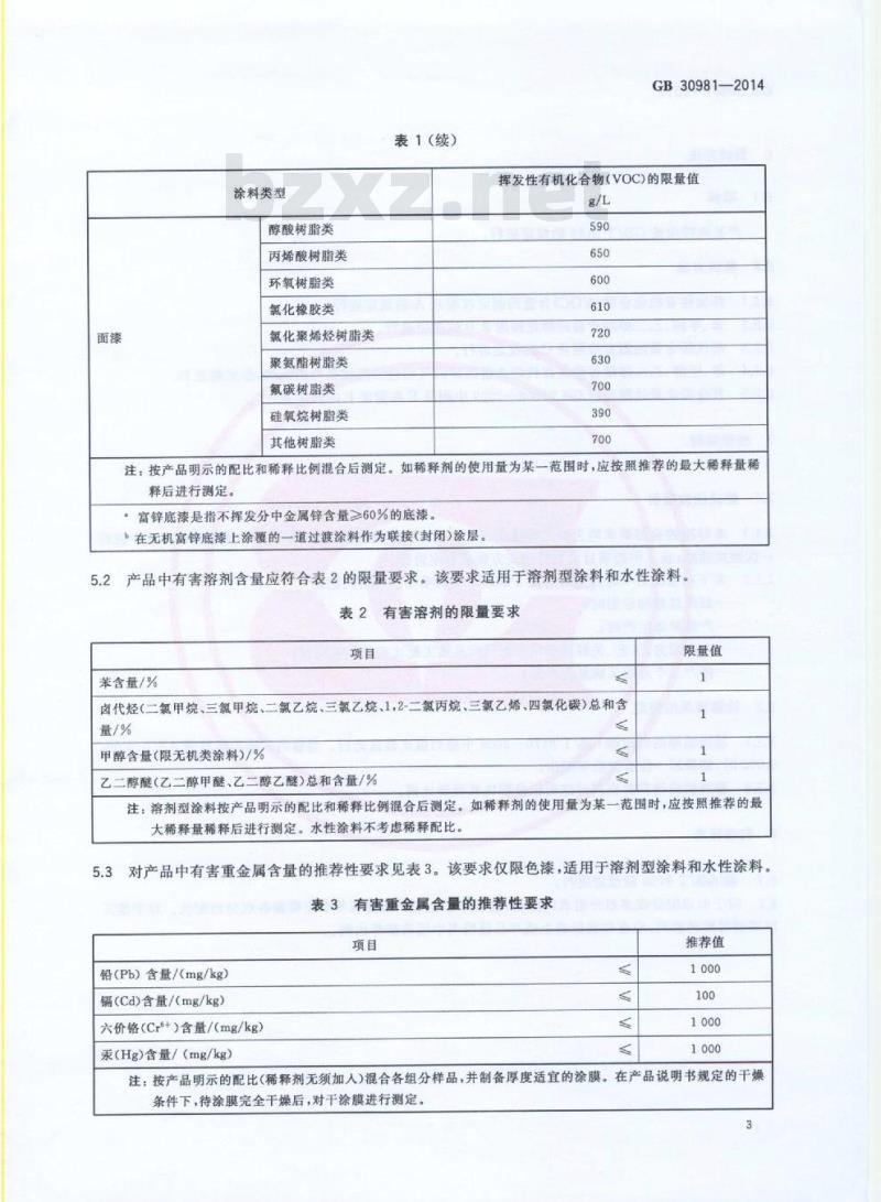 GB 30981-2014 建筑钢结构防腐涂料中有害物质限量