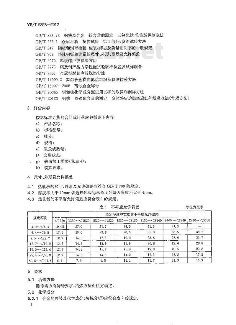 YB/T 5353-2012 耐蚀合金热轧板
