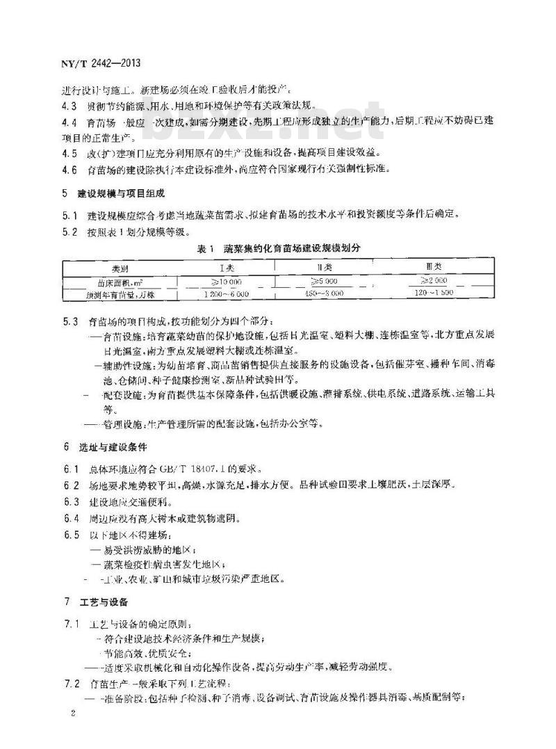 NY/T 2442-2013 蔬菜集约化育苗场建设标准