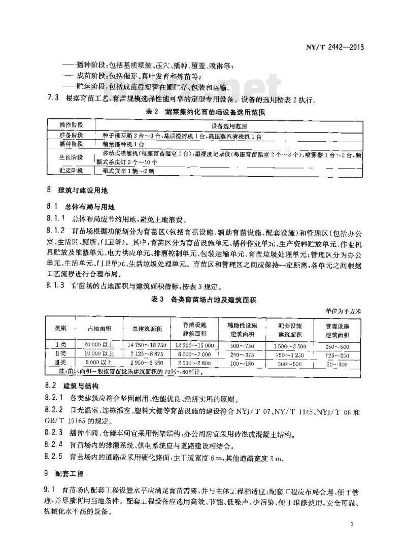NY/T 2442-2013 蔬菜集约化育苗场建设标准