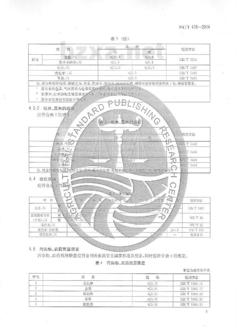 NY/T 419-2014 绿色食品 稻米