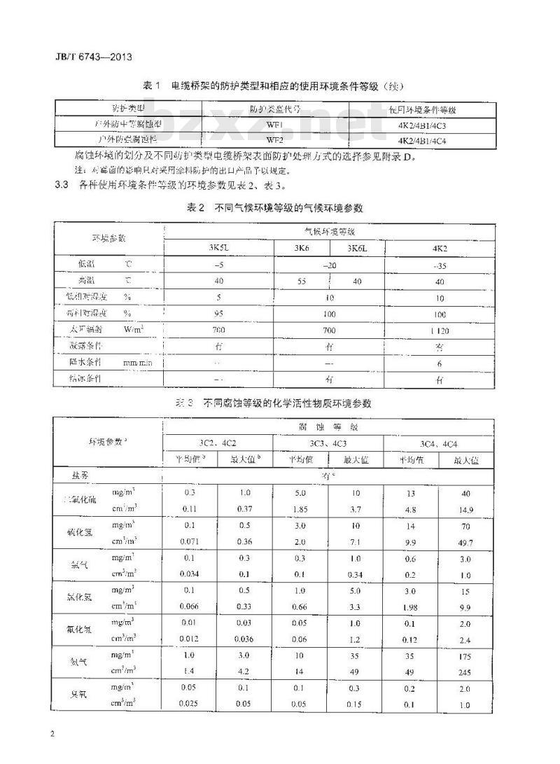 JB/T 6743-2013 户内户外钢制电缆桥架防腐环境技术要求