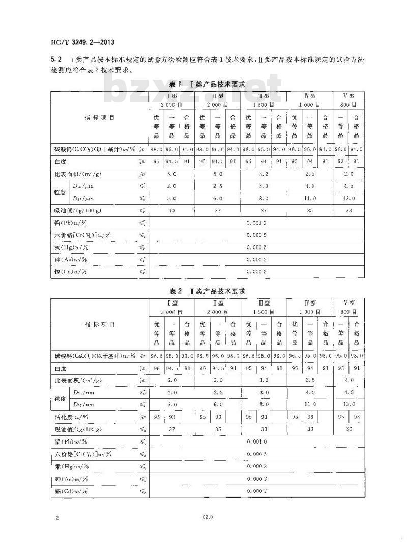 HG/T 3249.2-2013 涂料工业用重质碳酸钙