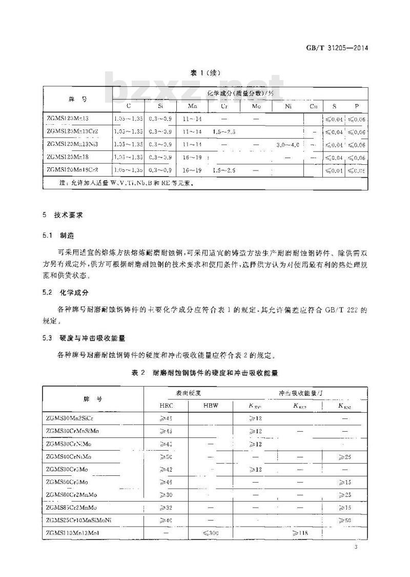 GB/T 31205-2014 耐磨耐蚀钢铸件