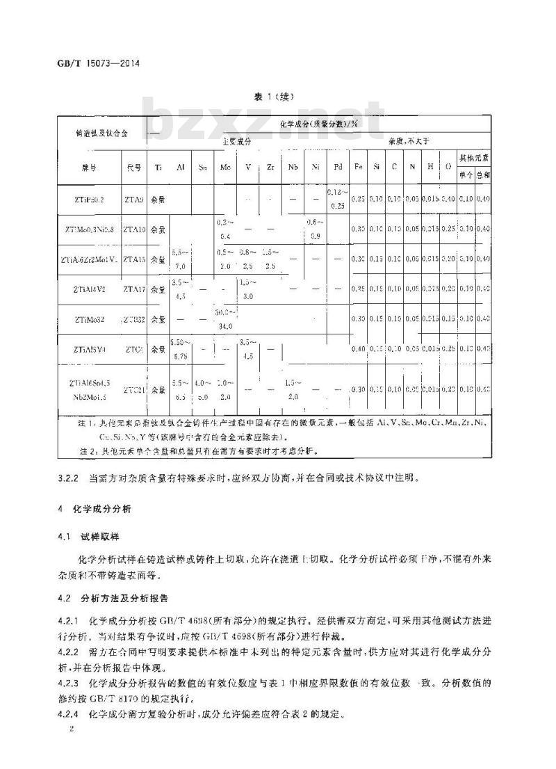 GB/T 15073-2014 铸造钛及钛合金