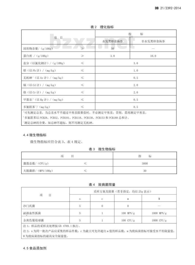 DB21 2392-2014 食品安全地方标准 即食海参