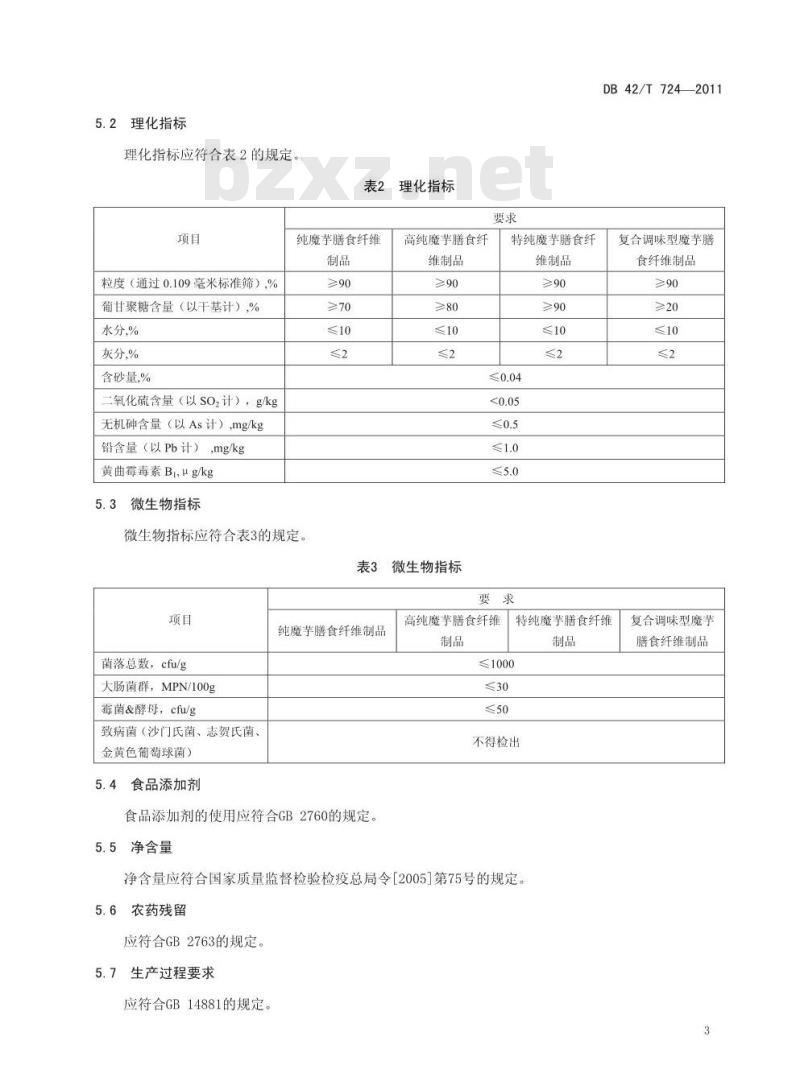 DB42/T 724-2011 魔芋膳食纤维制品