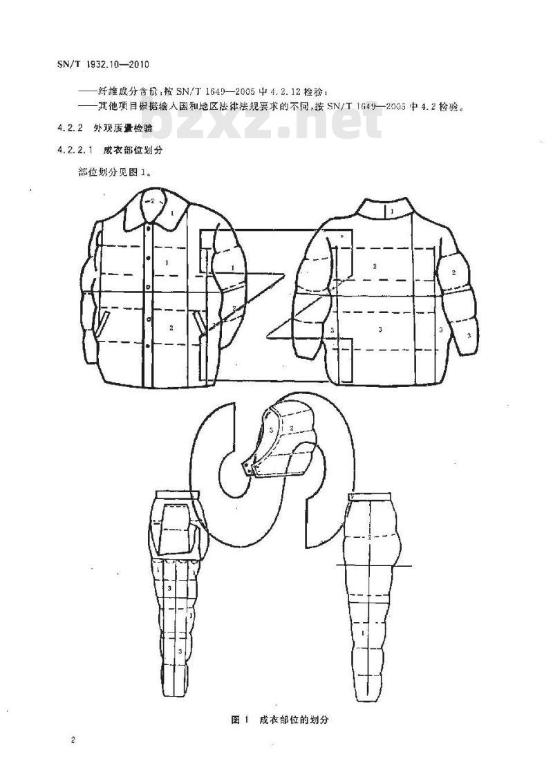 SN/T 1932.10-2010 进出口服装检验规程 第10部分：防寒服
