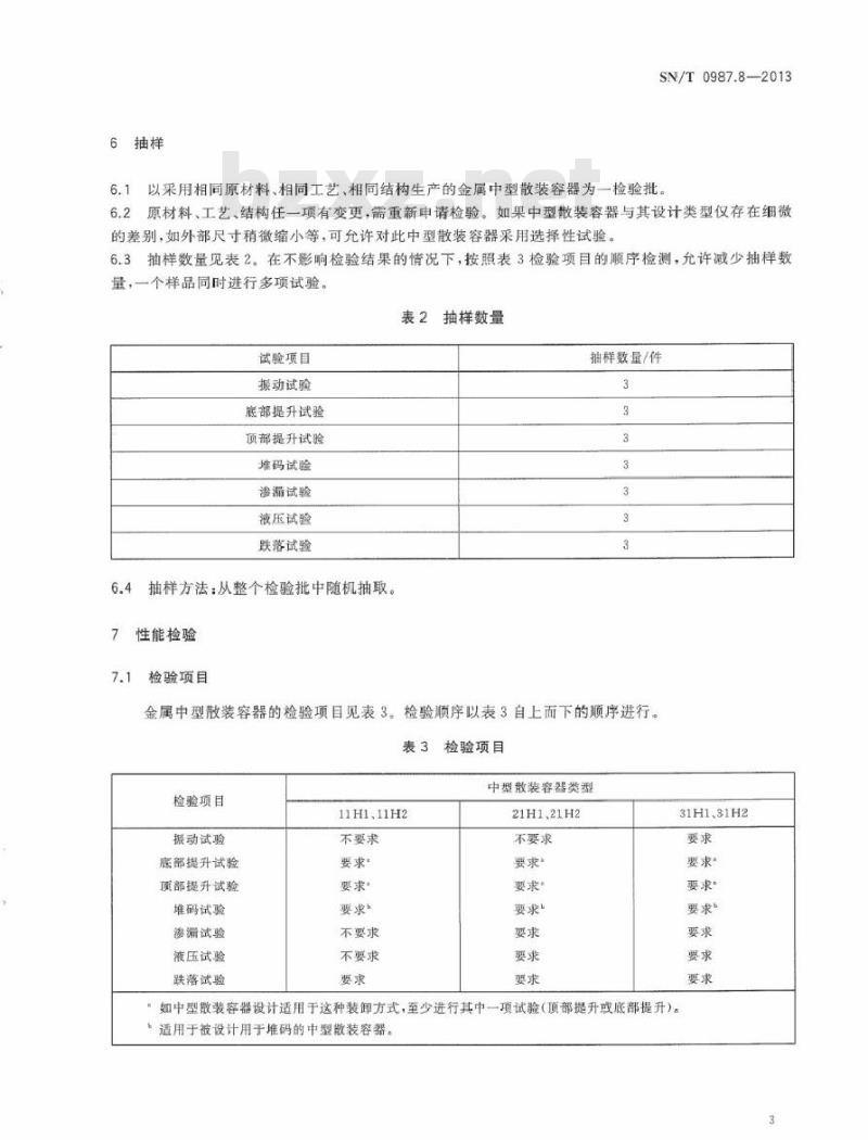 SN/T 0987.8-2013 出口危险货物中型散装容器检验规程 第8部分：金属中型散装容器
