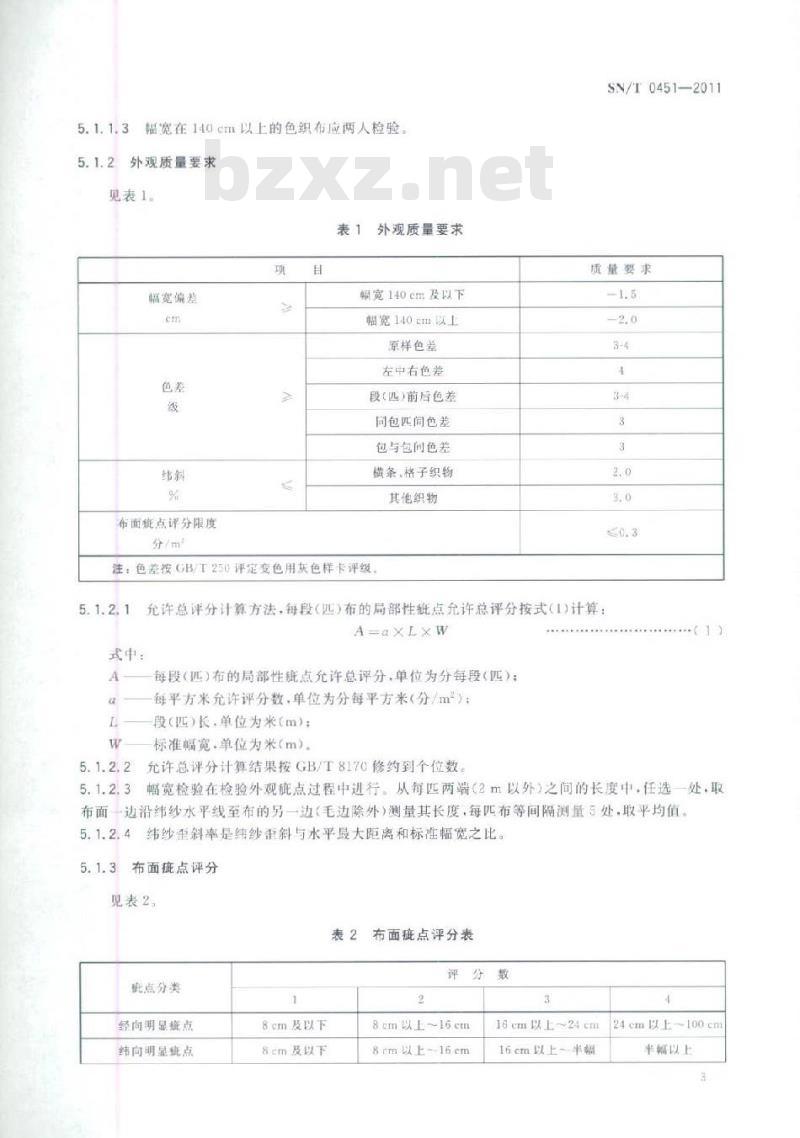 SN/T 0451-2011 进出口麻棉色织布检验规程