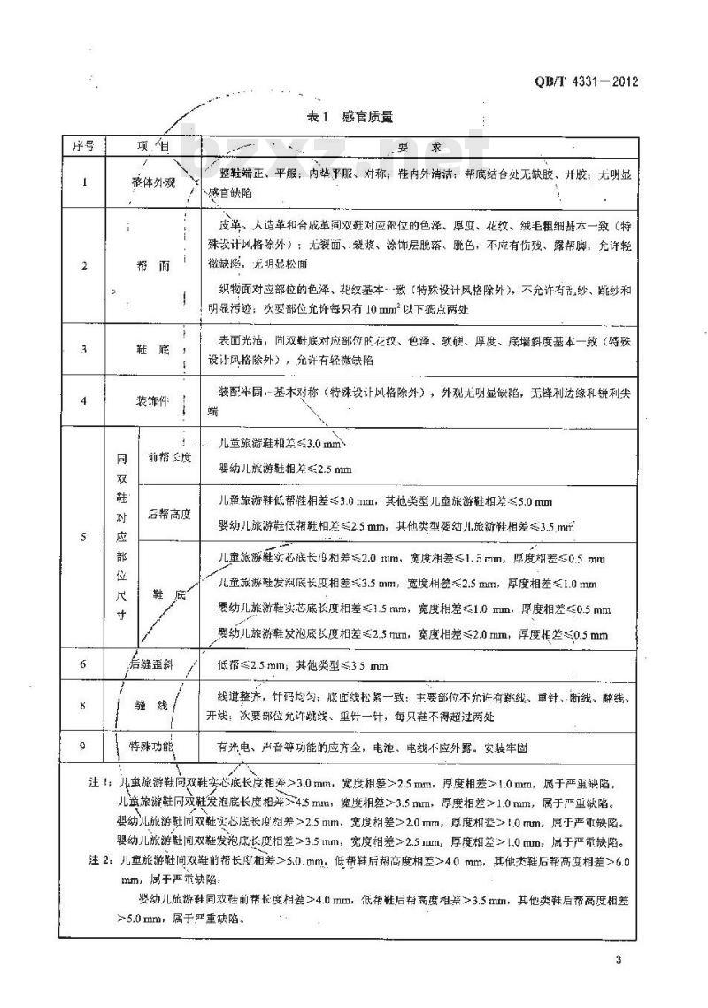 QB/T 4331-2012 儿童旅游鞋