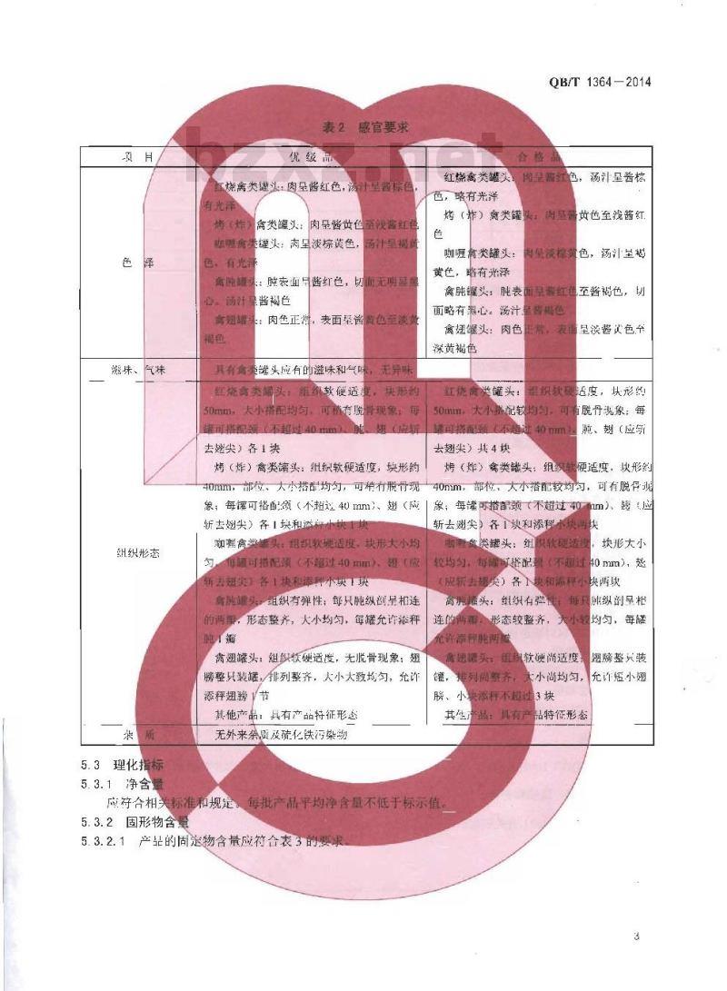 QB/T 1364-2014 禽类罐头