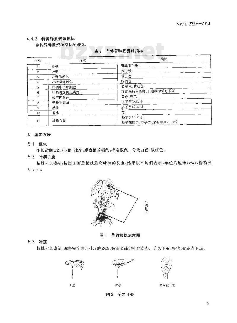 NY/T 2327-2013 农作物种质资源鉴定评价技术规范 芋