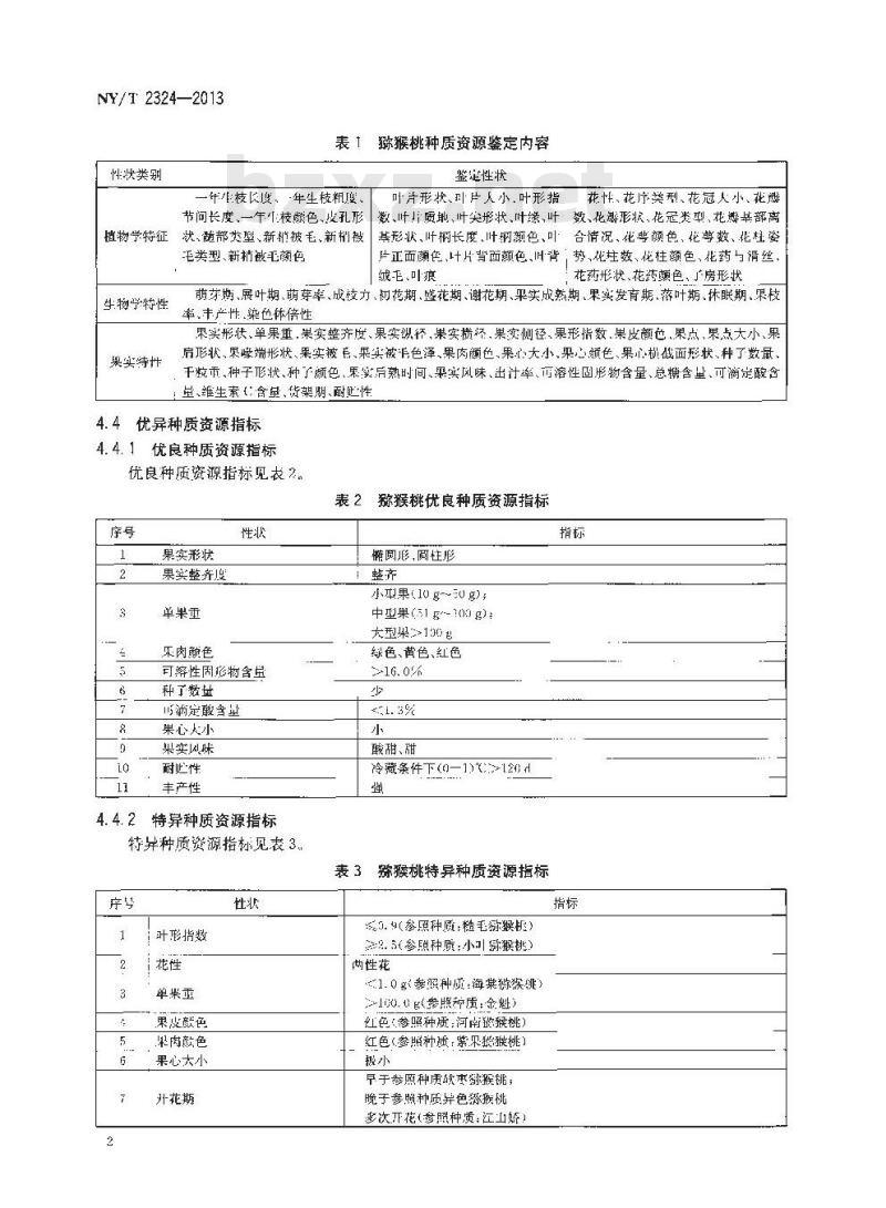 NY/T 2324-2013 农作物种质资源鉴定评价技术规范 猕猴桃