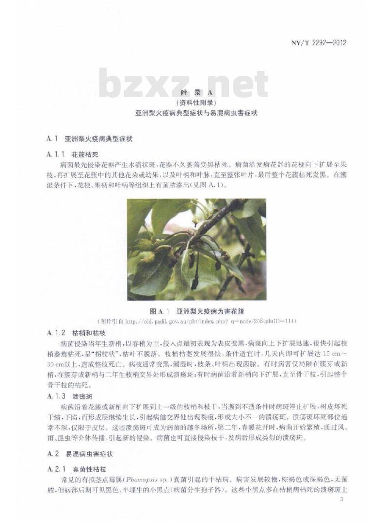 NY/T 2292-2012 亚洲梨火疫病监测技术规范