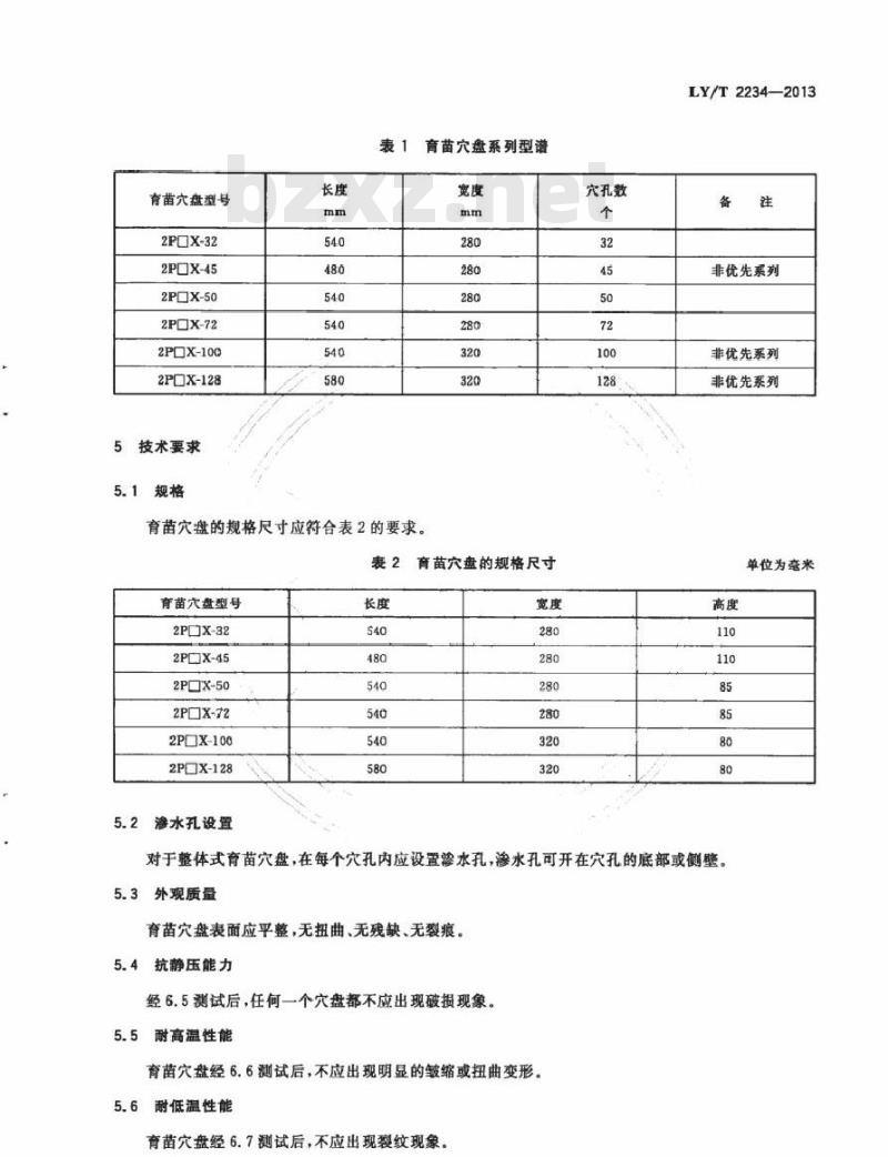 LY/T 2234-2013 林业机械 林业工厂化育苗 育苗穴盘