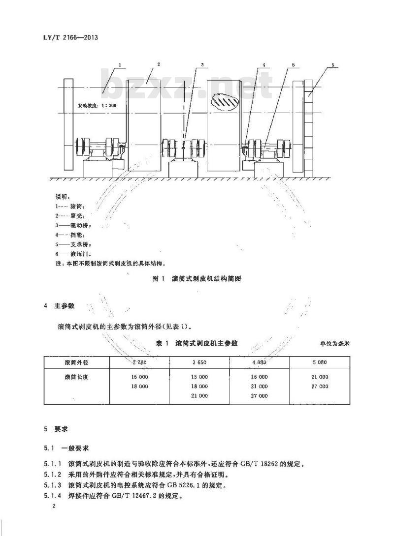 LY/T 2166-2013 滚筒式剥皮机