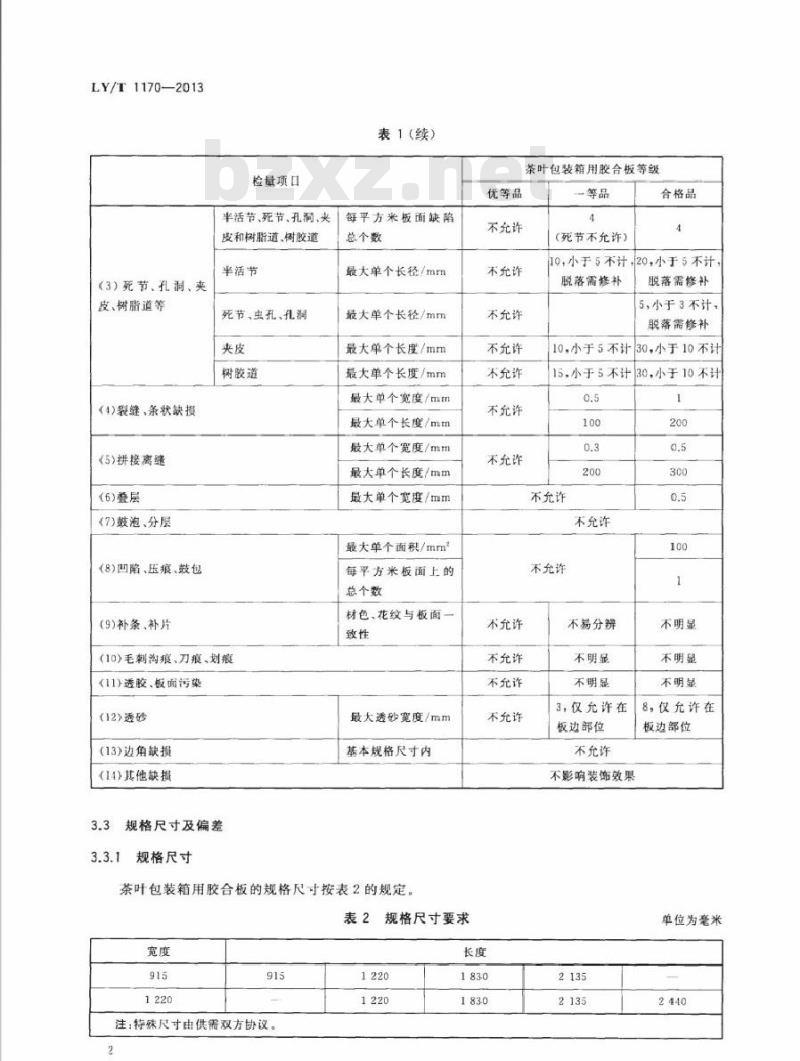 LY/T 1170-2013 茶叶包装箱用胶合板